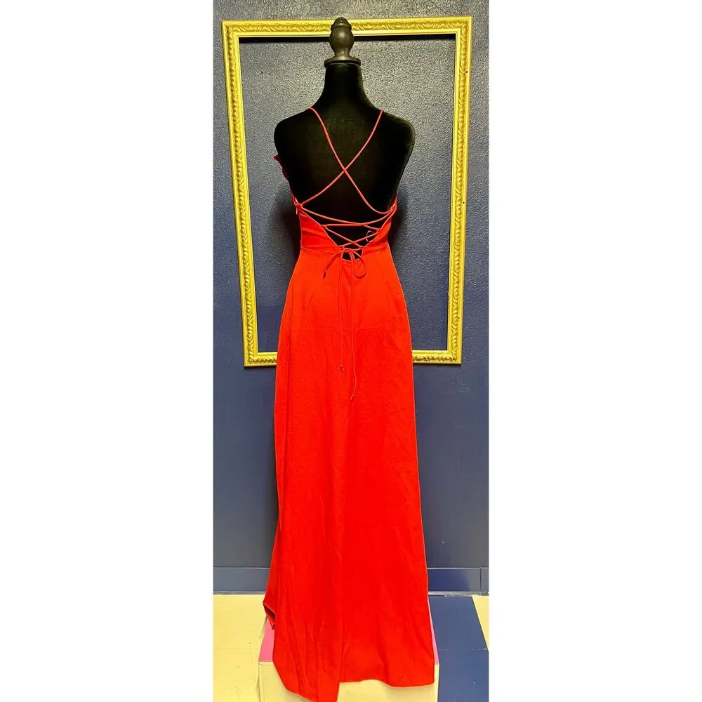 Red Ruffled Long Dress - Picture 3 of 3